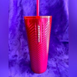 Starbucks diagonal spiral hot pink stainless steel Tumbler
